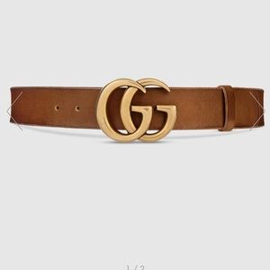 Leather belt with double G buckle